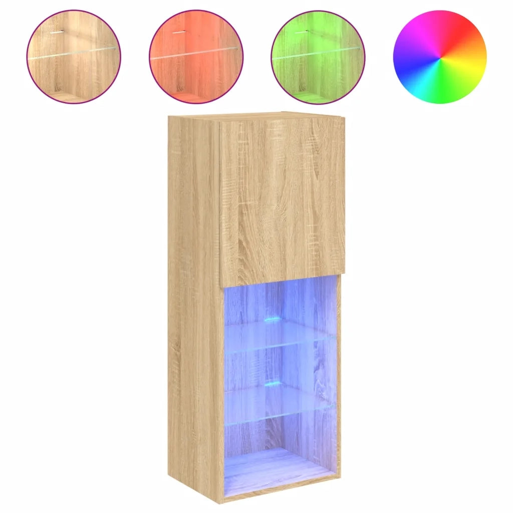 Mobile TV con Luci LED Rovere Sonoma 40,5x30x102 cm 837059