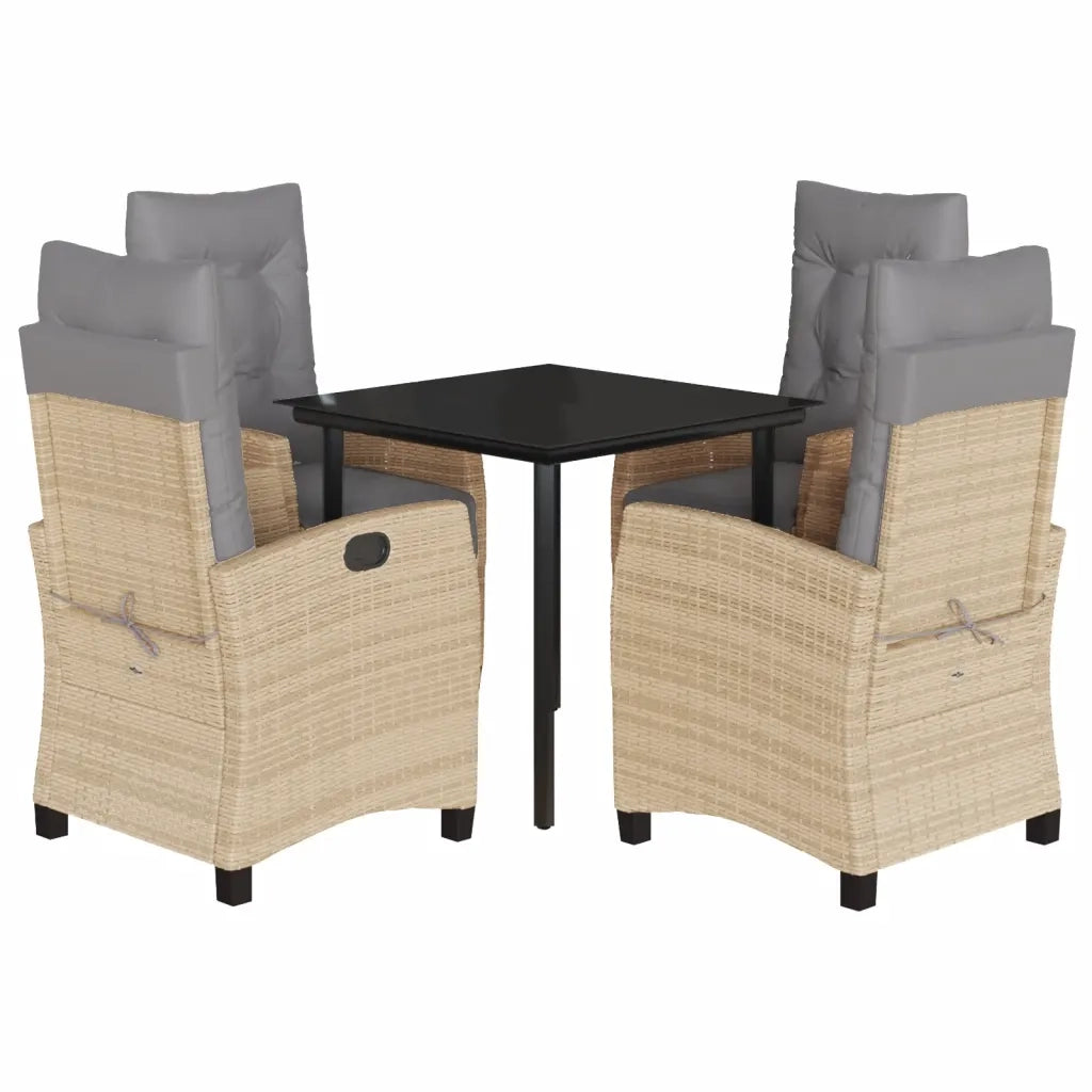 vidaXL Set Pranzo da Giardino 5 pz con Cuscini Beige Misto Polyrattan