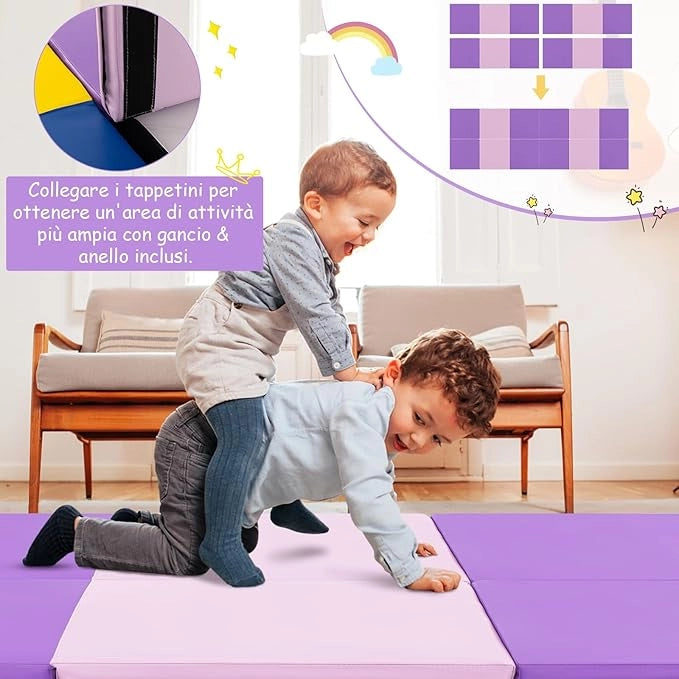 Tappetino da Yoga Spesso, Tappetino Fitness Pieghevole e Portatile con Imbottitura in EPE, Cerniera e Maniglie, Materassino Allenamento da Casa e Palestra, 180 X 60 X 5 cm