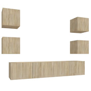 Set di Mobili Porta TV 6 pz | Armadietto TV | Mobile Porta TV Rovere Sonoma in Legno Multistrato