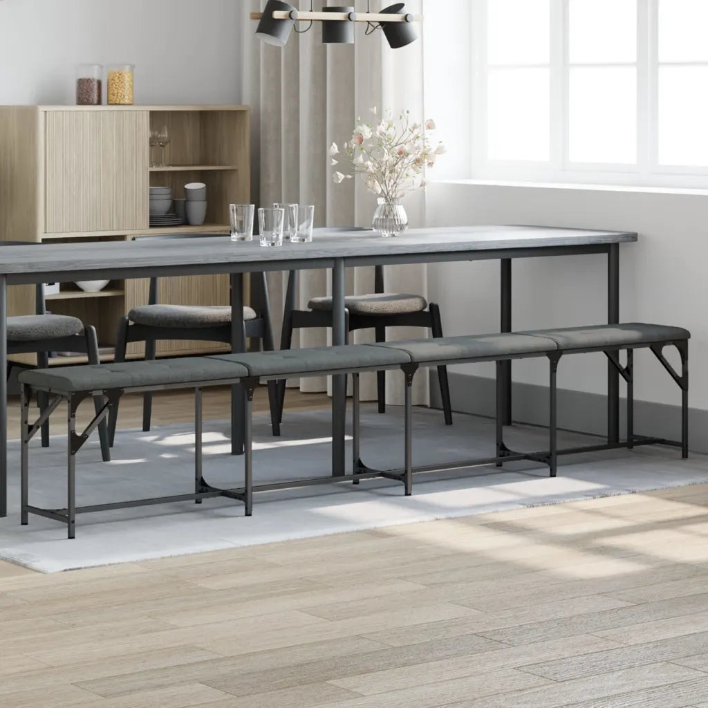 Panca da Pranzo Grigio Scuro 248x32x45 cm in Acciaio e Tessuto CFW5430036