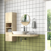 Specchio Bagno Rotondo Ø45x10 cm con Ripiano Portaoggetti in Truciolato