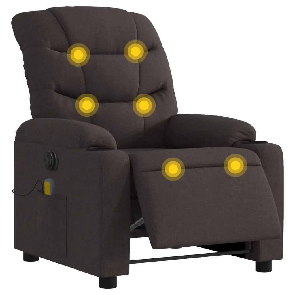 Divano Sedia-Poltrona Massaggio Reclinabile Elettrica Marrone Scuro Tessuto 541561