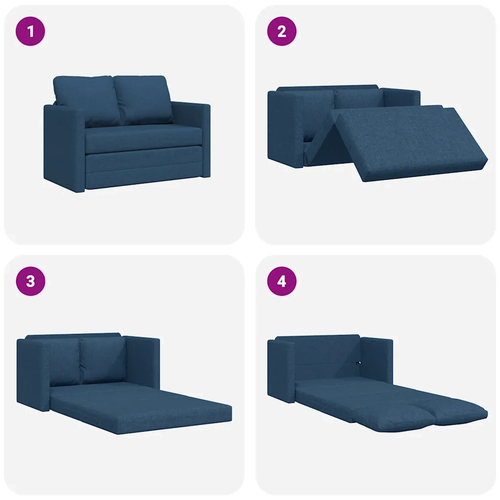 Divano Letto da Terra 2 in 1 Blu 112x174x55 cm Tessuto 353971