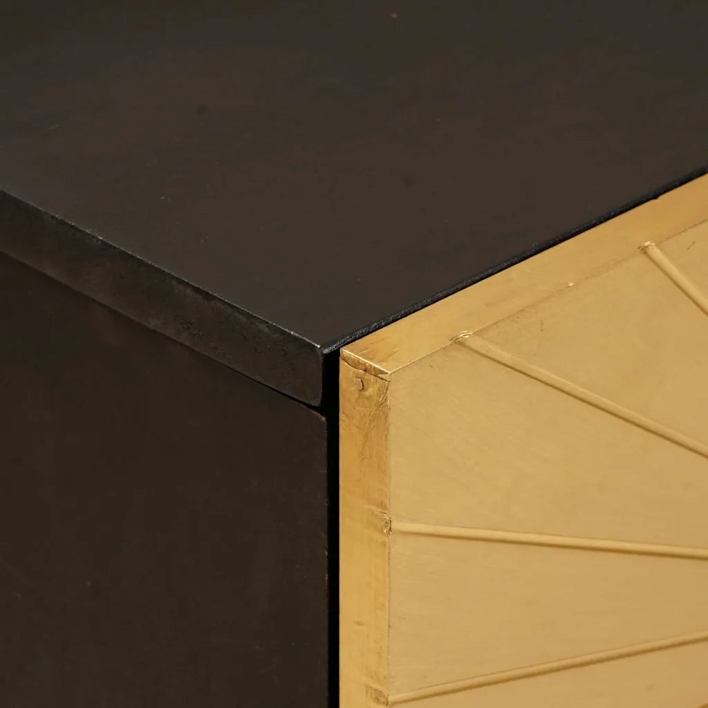 vidaXL Comodino Nero e Oro 50 x 33 x 60 cm legno massello di mango