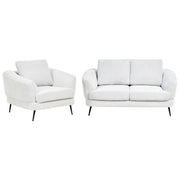 Set di divani a 3 posti Rivestimento in tessuto bianco sporco Gambe in ferro con braccioli Soggiorno in stile moderno