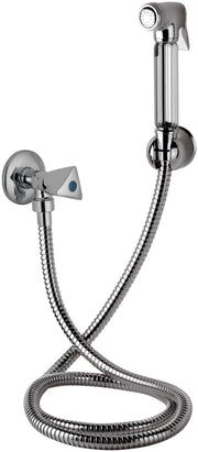 Doccetta bide con doccia a pulsante, flessibile, rubinetto e supporto lux - set relax