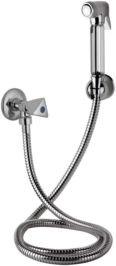 Doccetta bide con doccia a pulsante, flessibile, rubinetto e supporto lux - set relax