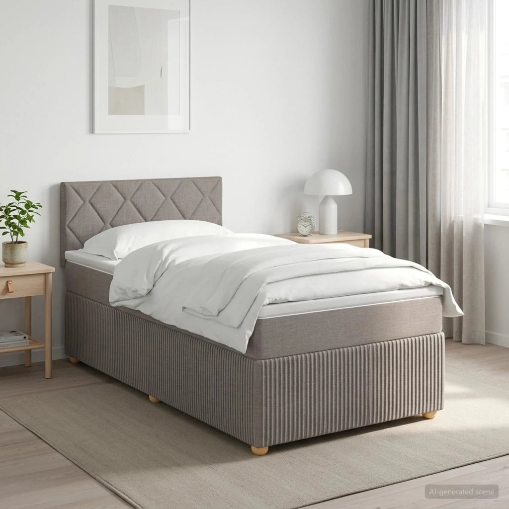 Letto box spring con materasso Tortora 90 x 190 cm Tessuto 3451367