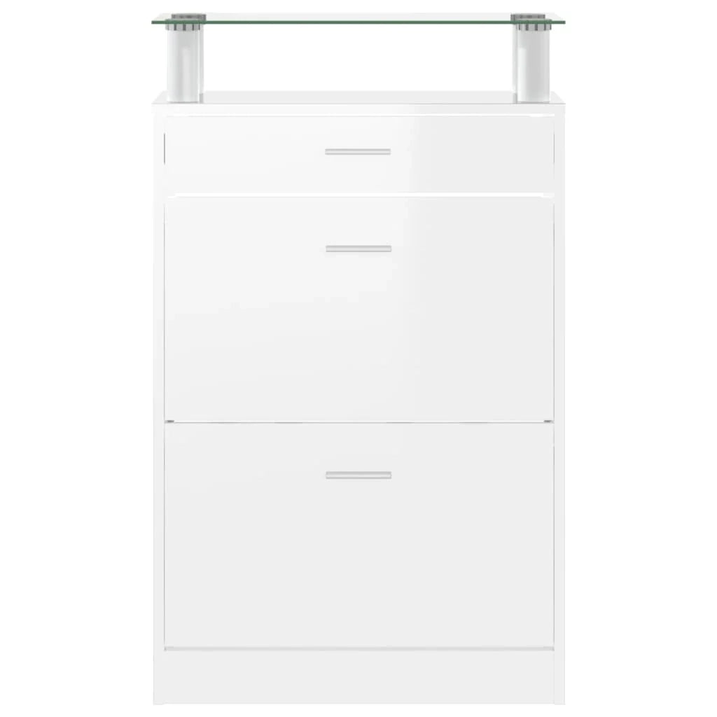 Scarpiera mobile contenitore per scarpe mobile per ingresso/corridoio/soggiorno finitura lucida 63 x 24 x 104 cm legno ingegnerizzato bianco 02_0021311