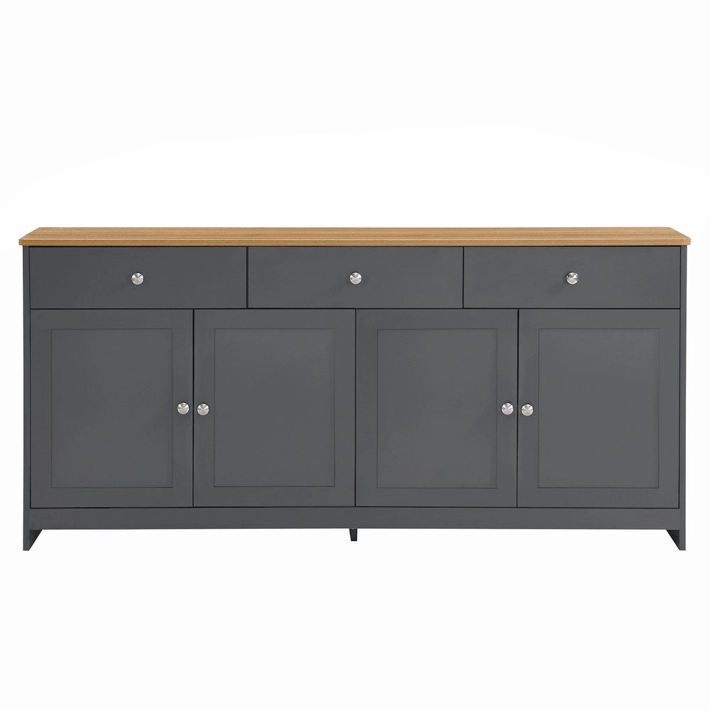 Consolle con ante e cassetti ¨C Minimal ¨C grigio nero rovere multistrato