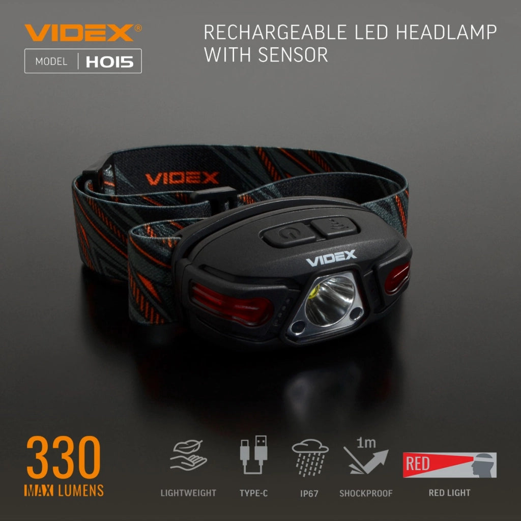 Torcia frontale Videx VLF-H015 ricaricabile 330lm 85m IP67