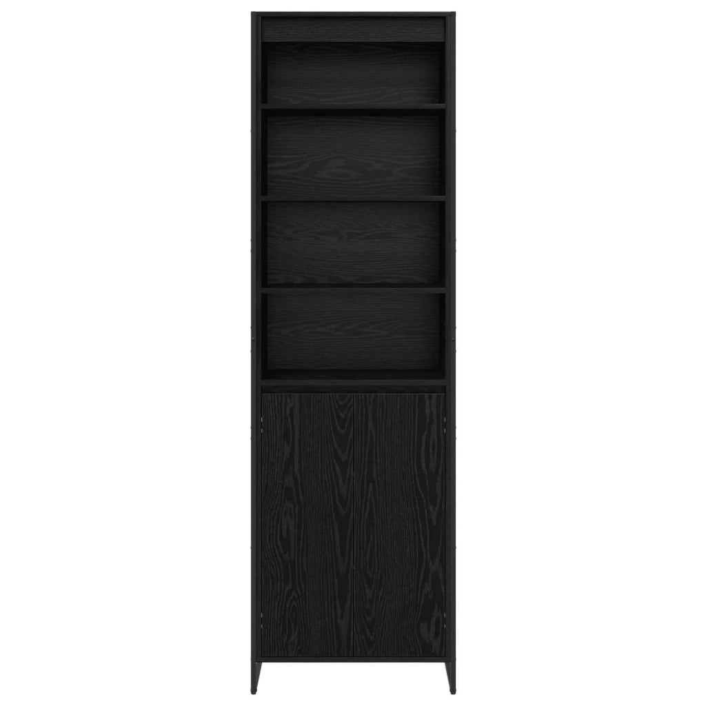 Set di 2 mobili alti in stile industriale 60 x 36 x 200 cm pratico contenitore in legno ingegnerizzato rovere nero 02_0056097