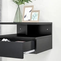 Set da 2 Comodini Sospesi per Camera da Letto con Cassetto e Mensola Superiore in Legno 35x32x22.5cm