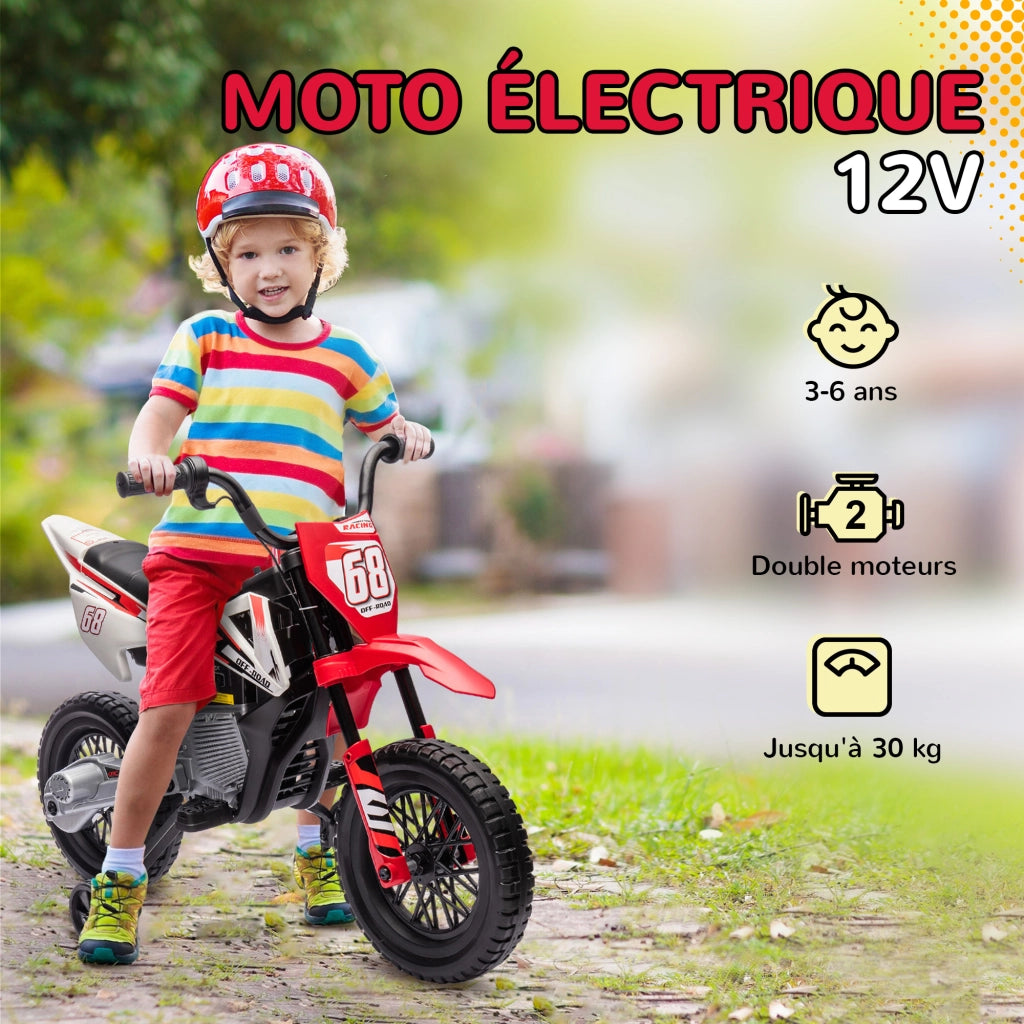 Moto Elettrica per Bambini 3-6 Anni ¨C zephmum ¨C Rosso 12V 2 Motori