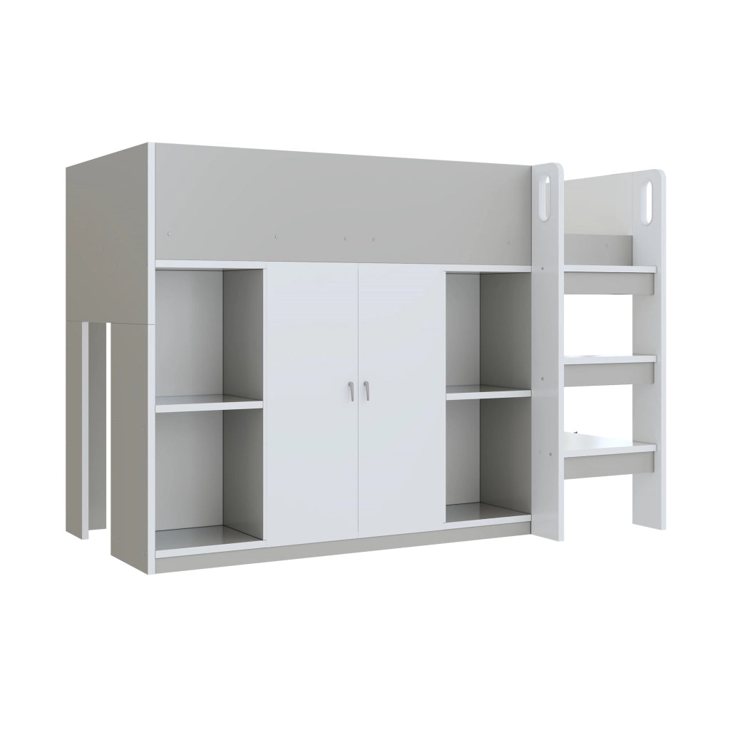 Letto a castello grigio con spazio di stoccaggio in legno massiccio 90x200 cm