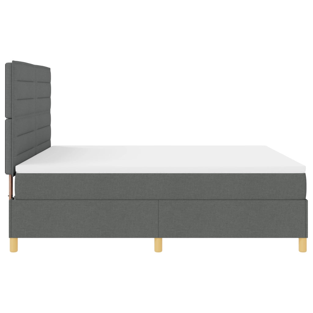 Letto Box Spring con Materasso e LED Grigio Scuro 180x200 cm Tessuto