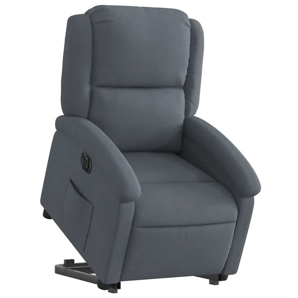 Poltrona | Sedia Relax Alzapersona Reclinabile Elettrica Grigio Scuro Velluto