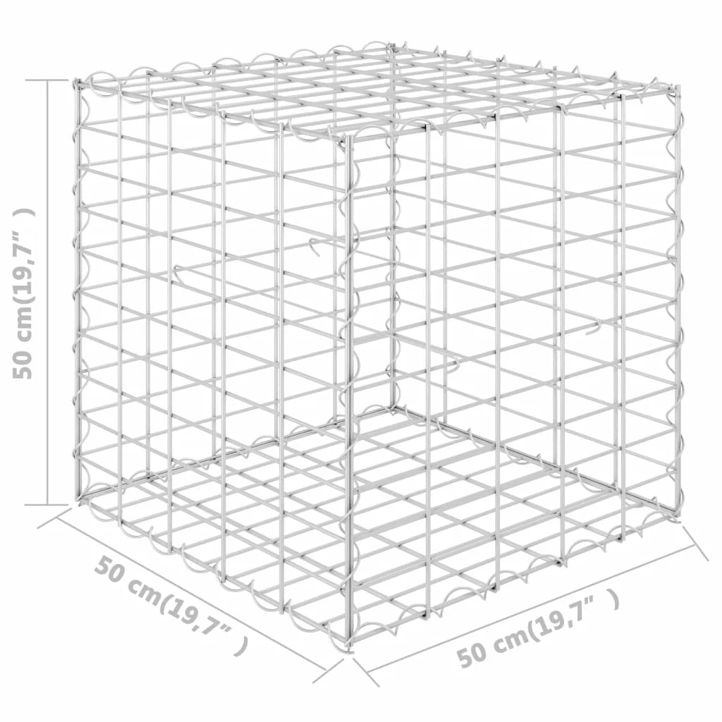 Aiuola rialzata gabbione a cubo per fiori e piante cesto di pietre per giardino terrazza uso esterno filo di acciaio 50x50x50 cm 02_0000966