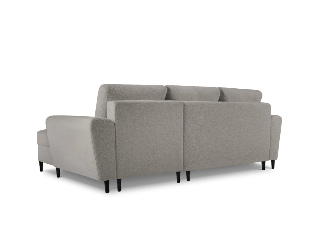 Cosmopolitan Design - Divano convertibile angolare destro con contenitore "Kyoto" 4 posti in bouclé grigio 