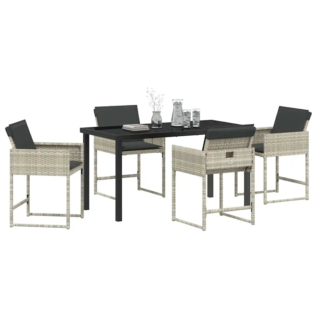 Set da Pranzo per Giardino 5 pz | Set Salotto da Giardino Grigio chiaro polyrattan