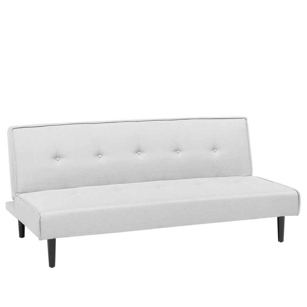 Divano Letto Grigio Chiaro 3 Posti Seduta Con Bottoni Click Clack