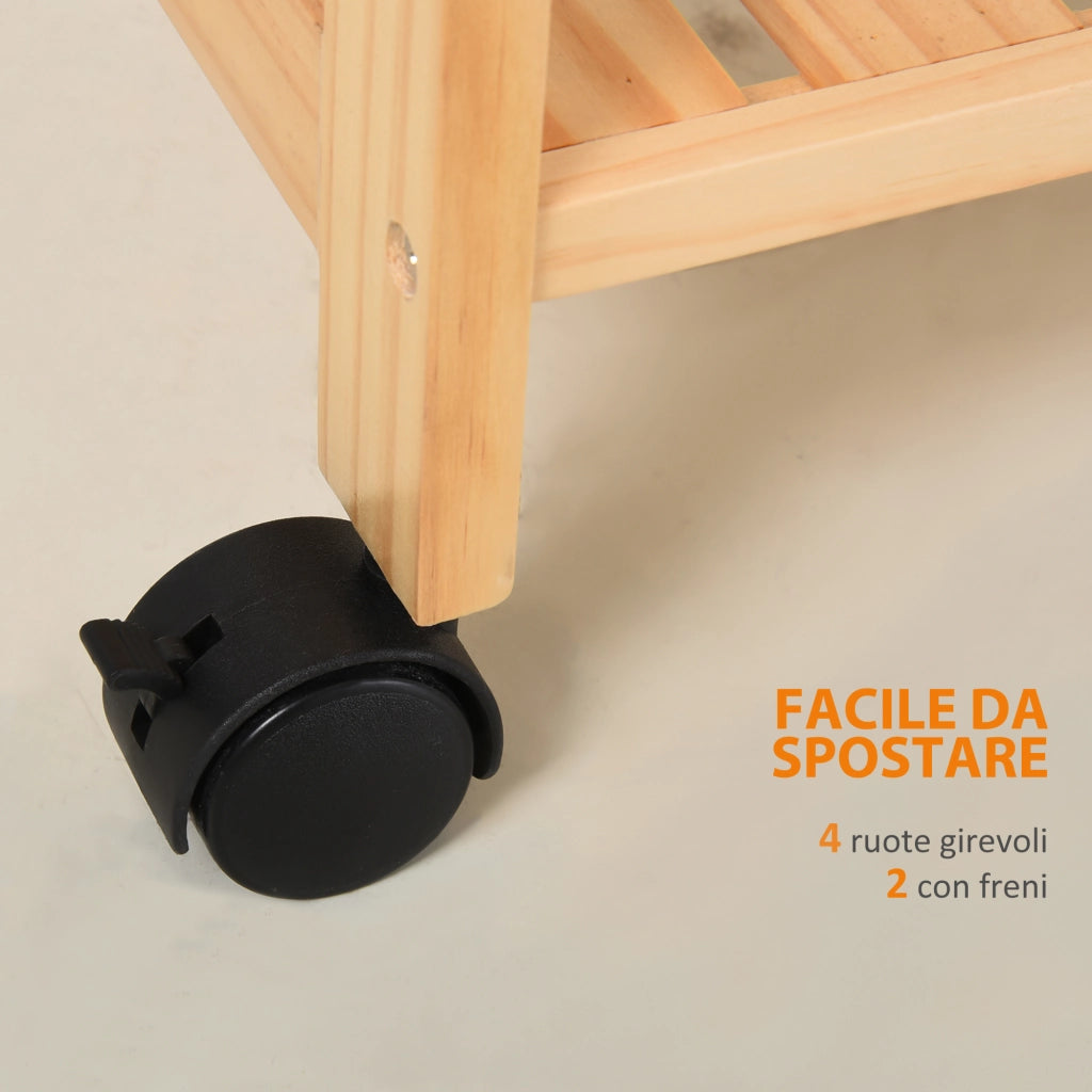 Carrello da Cucina a 4 Livelli ¨C zephmum ¨C Bianco e Marrone, MDF e Legno di Pino, 40x30x76 cm