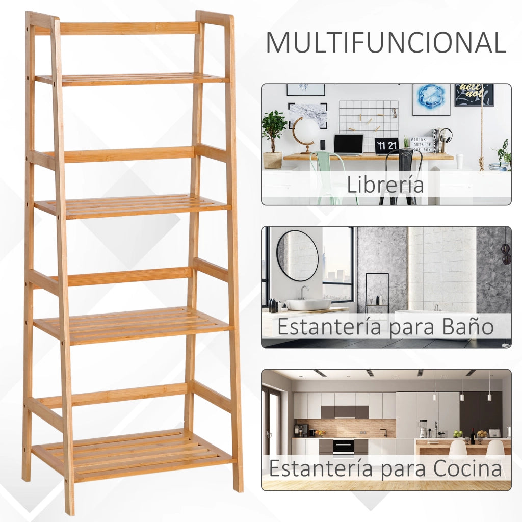 Libreria a scala 4 livelli in bambu' ¨C Zephmum ¨C 48x31,5x120 cm