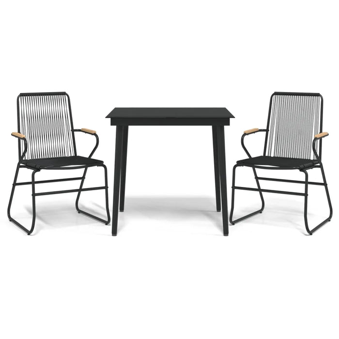 Set da Pranzo da Giardino 3 pz Nero in Rattan PVC 3099215