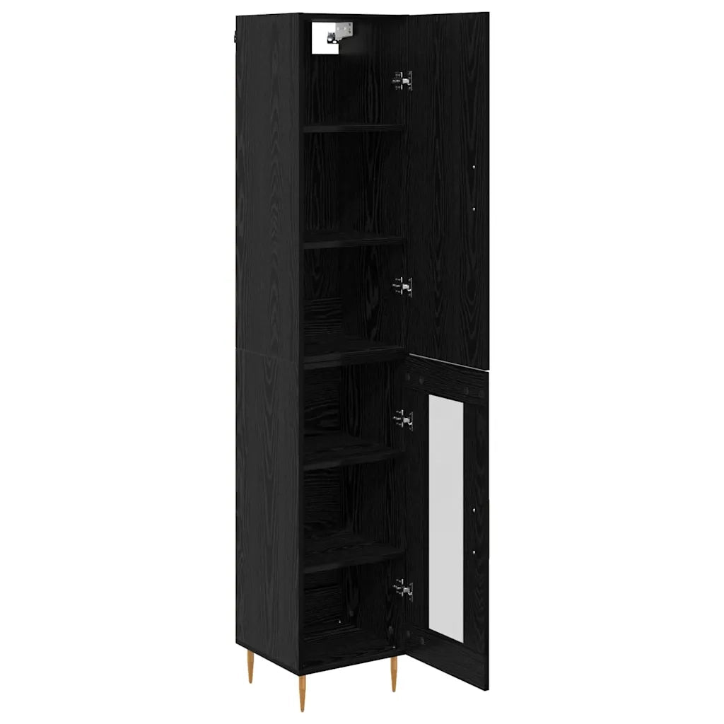Credenza 2 pz-Set di 2 Buffet-Armadio da cucina Rovere Nero Legno multistrato 369771