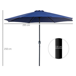 Ombrellone da Giardino Ø300 cm in Metallo e Poliestere Blu