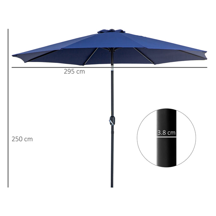 Ombrellone da Giardino Ø300 cm in Metallo e Poliestere Blu