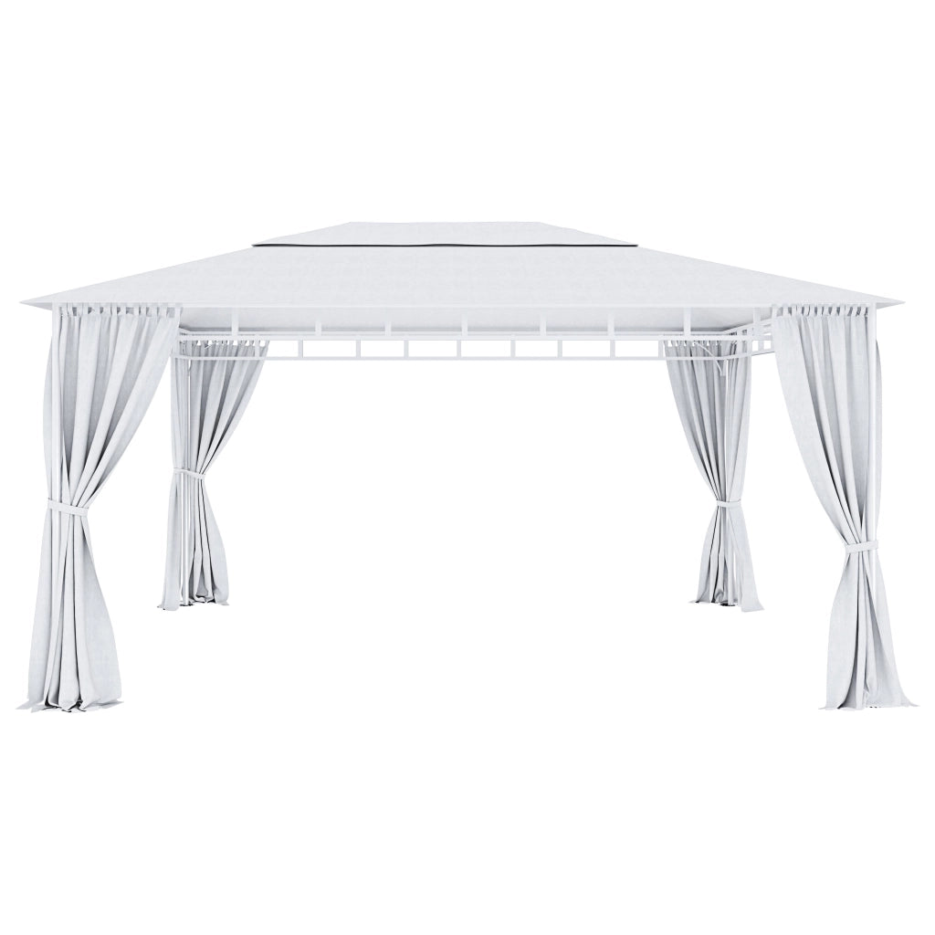 Gazebo Da Giardino 3 x 4 M Con Tende Laterali Richiudibili Struttura In Acciaio Bianco Robusto Copertura Impermeabile 180 g/m² Con 4 Teli Laterali Esterno Giardino Piscina Ombreggiante Privacy Bianco