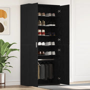 Mobile per Scarpe Rovere Nero 80x39x180 cm Legno Ingegnerizzato