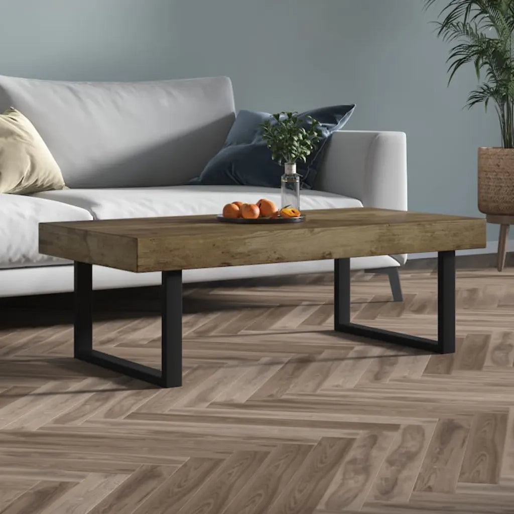 Tavolino Salotto Marrone Scuro e Nero 120x60x40 cm MDF e Ferro 286103