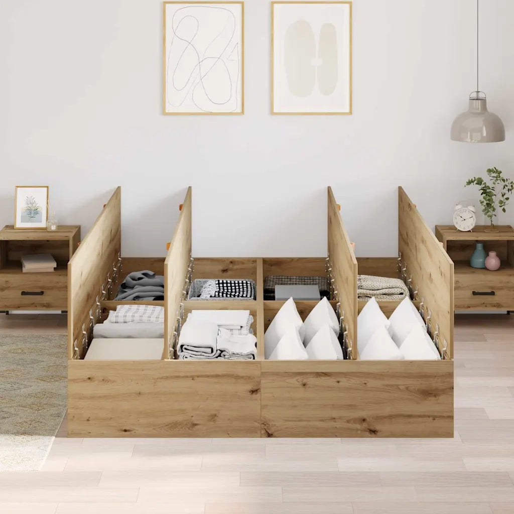 Struttura letto con contenitore Rovere artigianale 150 x 200 cm 3335388