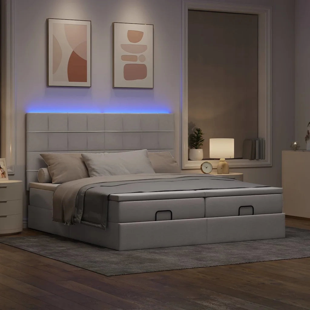 Struttura Letto Pouf con Materassi Tortora 180x200cm in Tessuto 3314545