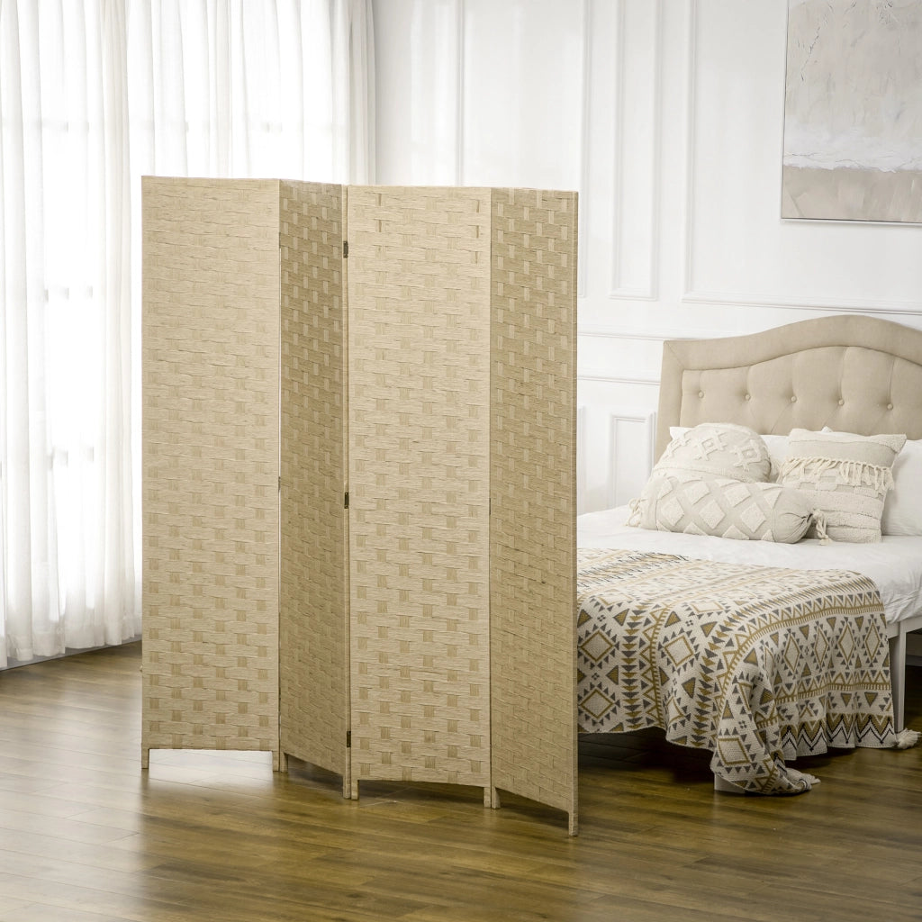 Paravento a 4 Ante in Legno Pieghevole ¨C zephmum ¨C Marrone 170x140cm