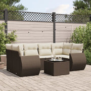 vidaXL Set Divani da Giardino 7 pz con Cuscini Marrone in Polyrattan