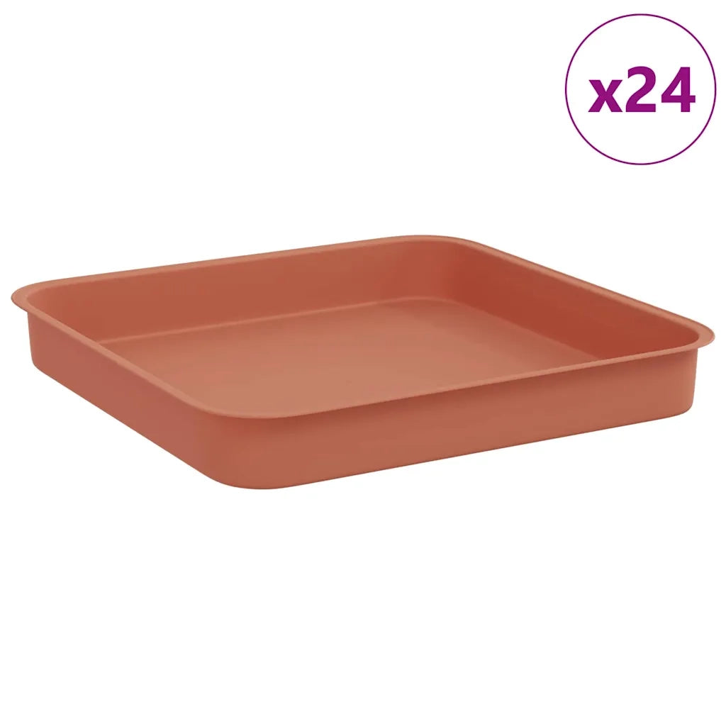 Vassoio Quadrato per Fiori 24 pcs Rosso Mattone 15 x 15 x 2 cm 42020367