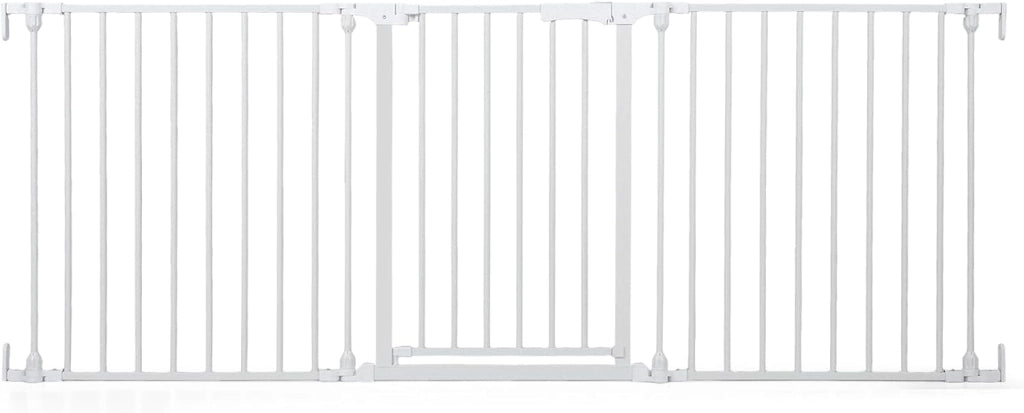 198 cm Cancelletto a 3 Pannelli per Cani, Recinzione Pieghevole in Metallo con Doppia Chiusura, Apertura Bidirezionale Cancello per Bambini e Animali, Ideale per Scala e Camino (Bianco)