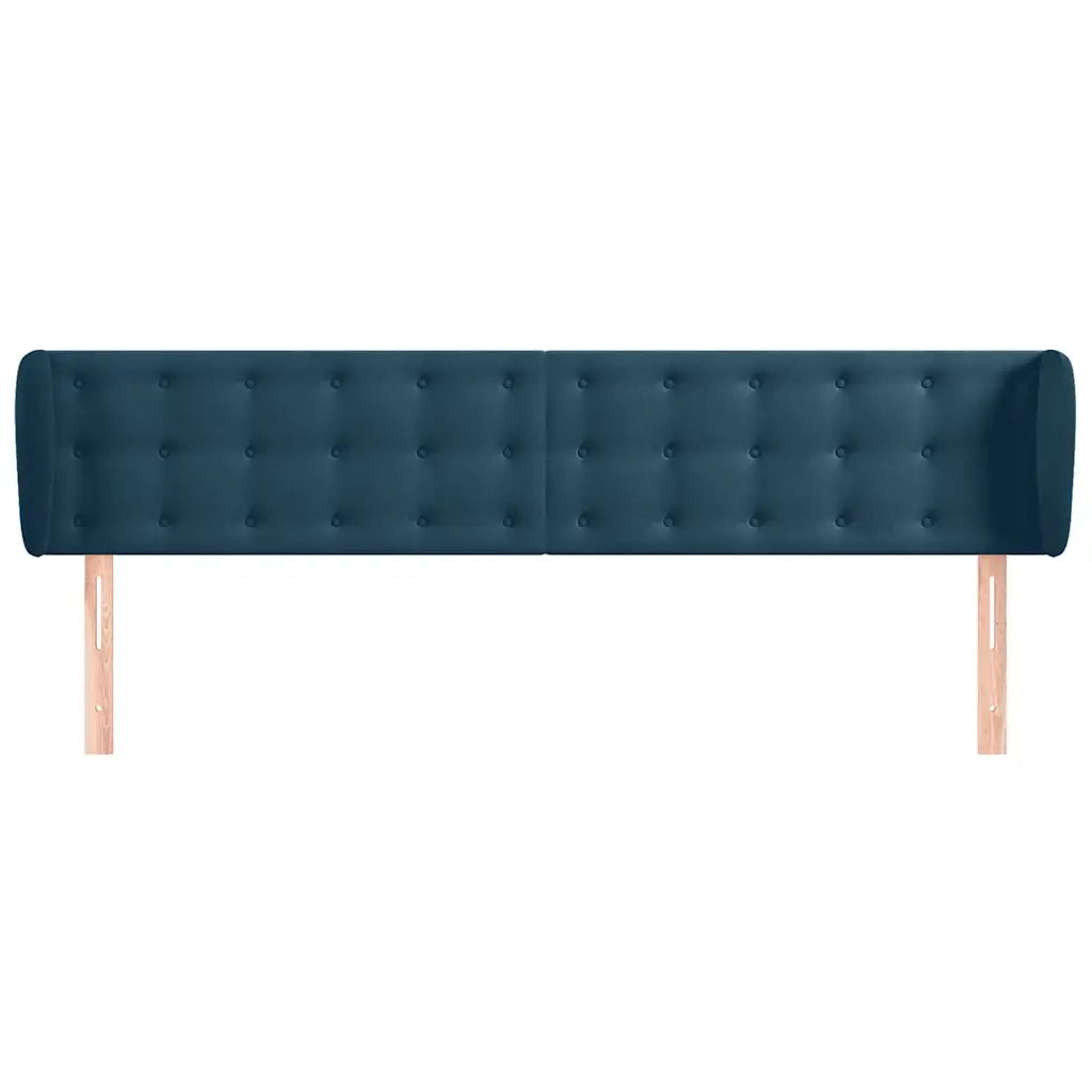 Testiera ad Orecchio-Testata con Orecchie Blu Scuro 163x23x78/88 cm in Velluto 321401