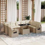 vidaXL Set Divano da Giardino 10 pz con Cuscini Beige in Polyrattan