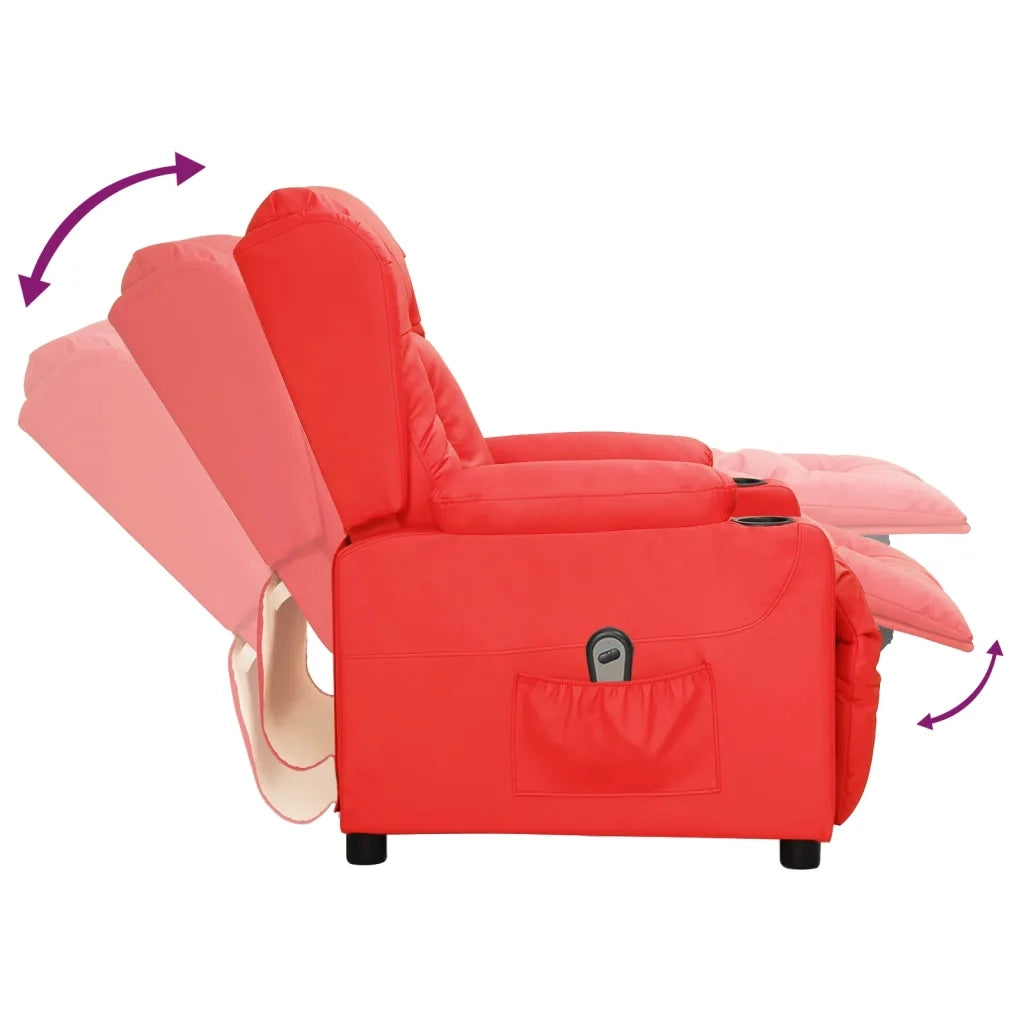Poltrona Reclinabile Elettrica Rossa in Similpelle 3098806