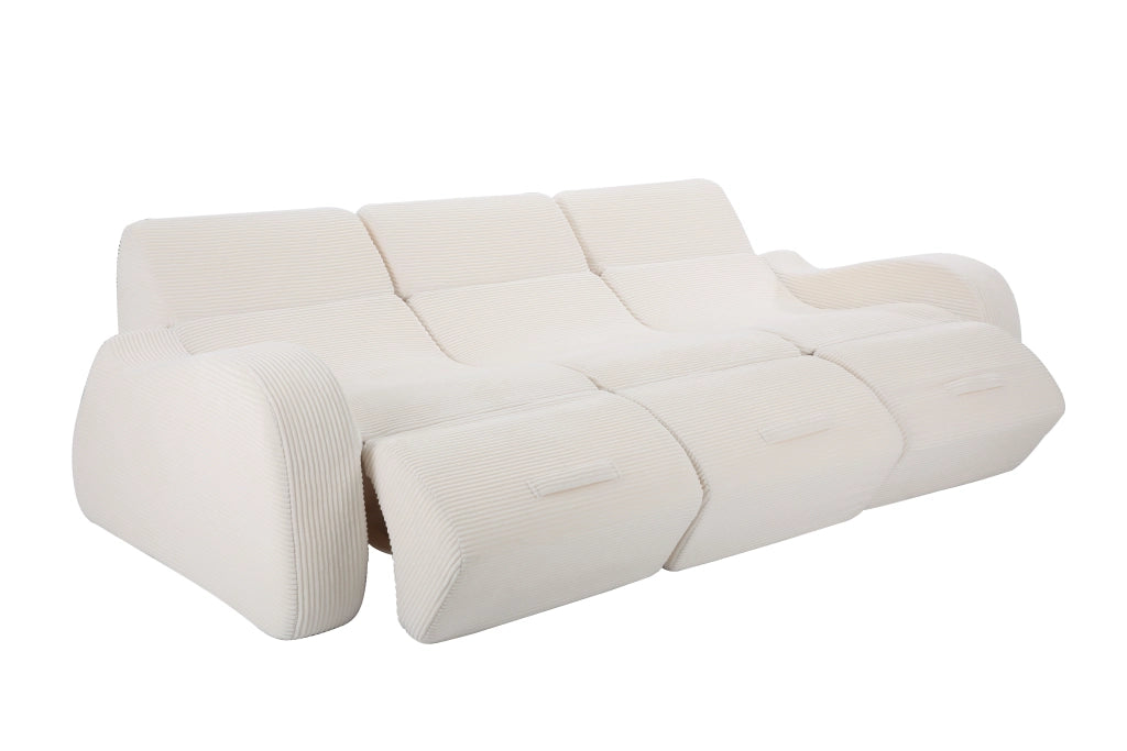 Divano Modulare con Funzione Letto, Combinazione Flessibile senza Attrezzi, in Velluto a Coste Beige