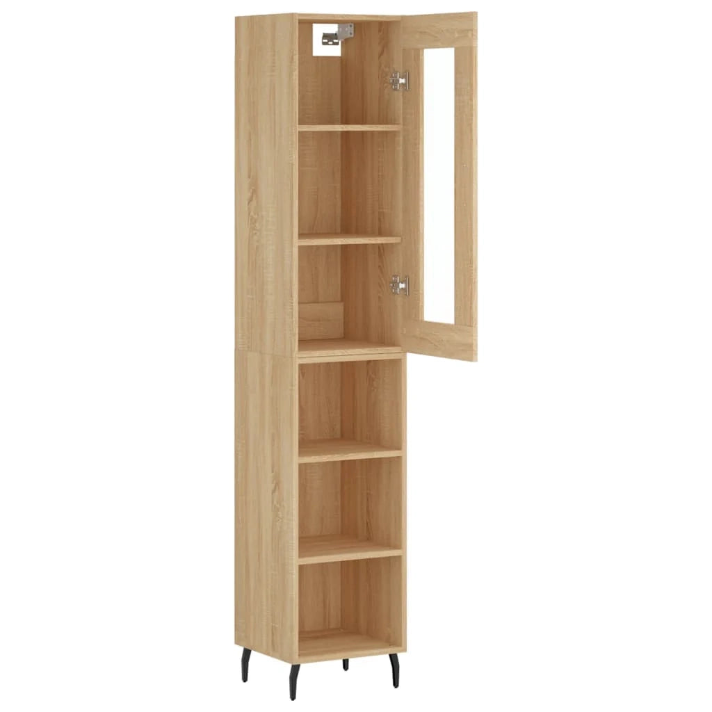 Buffet credenza cassettiera armadio mobile contenitore organizer cucina soggiorno salotto rovere Sonoma alto 34,5 x 34 x 180 cm legno ingegnerizzato marrone 02_0033995