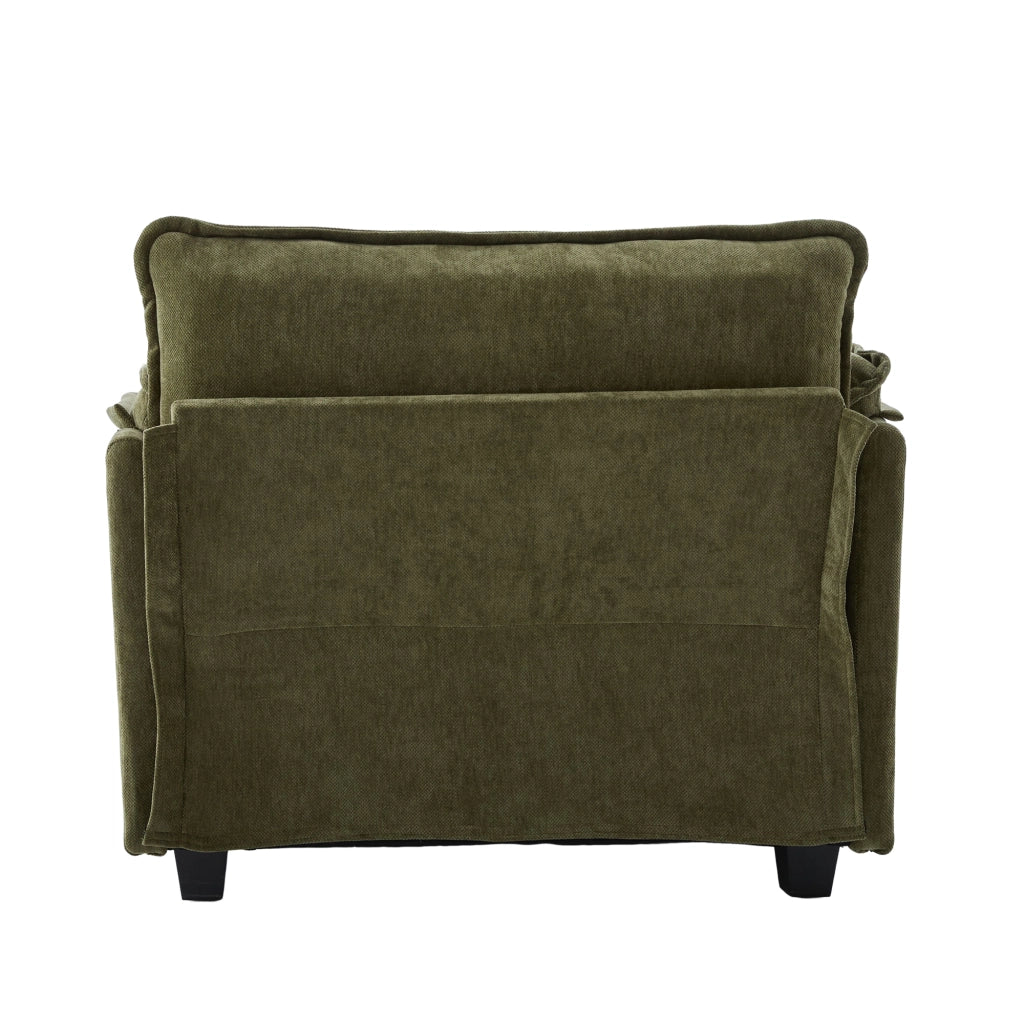 Poltrona oversize con poggiapiedi e pouf - Zephmum- Velluto, tasche laterali, cuscini