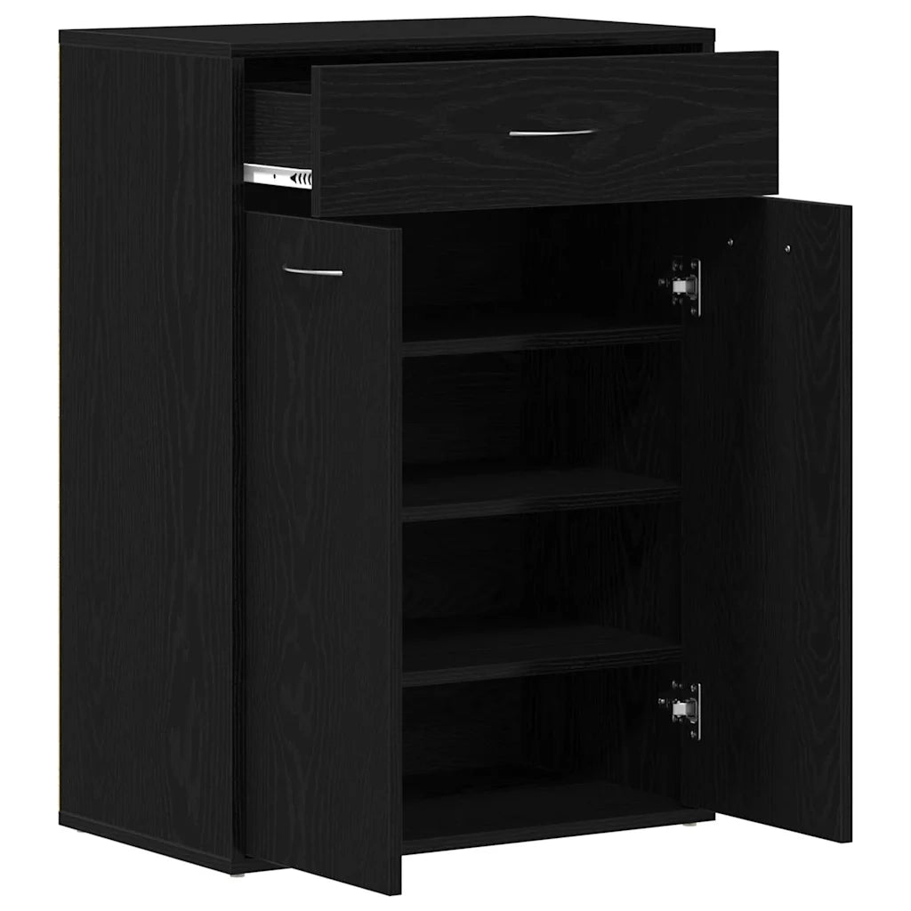 Scarpiera-Scaffale per scarpe Rovere Nero 60 x 35 x 84 cm Legno multistrato
