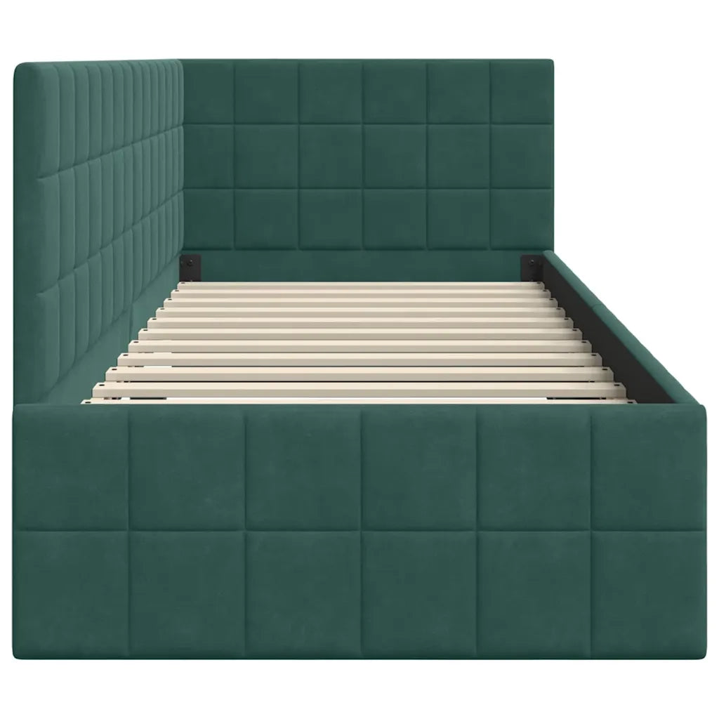 Letto singolo | Letto per adulti | Cornice del letto ad angolo Verde Scuro 80 cm x 200 cm Velluto
