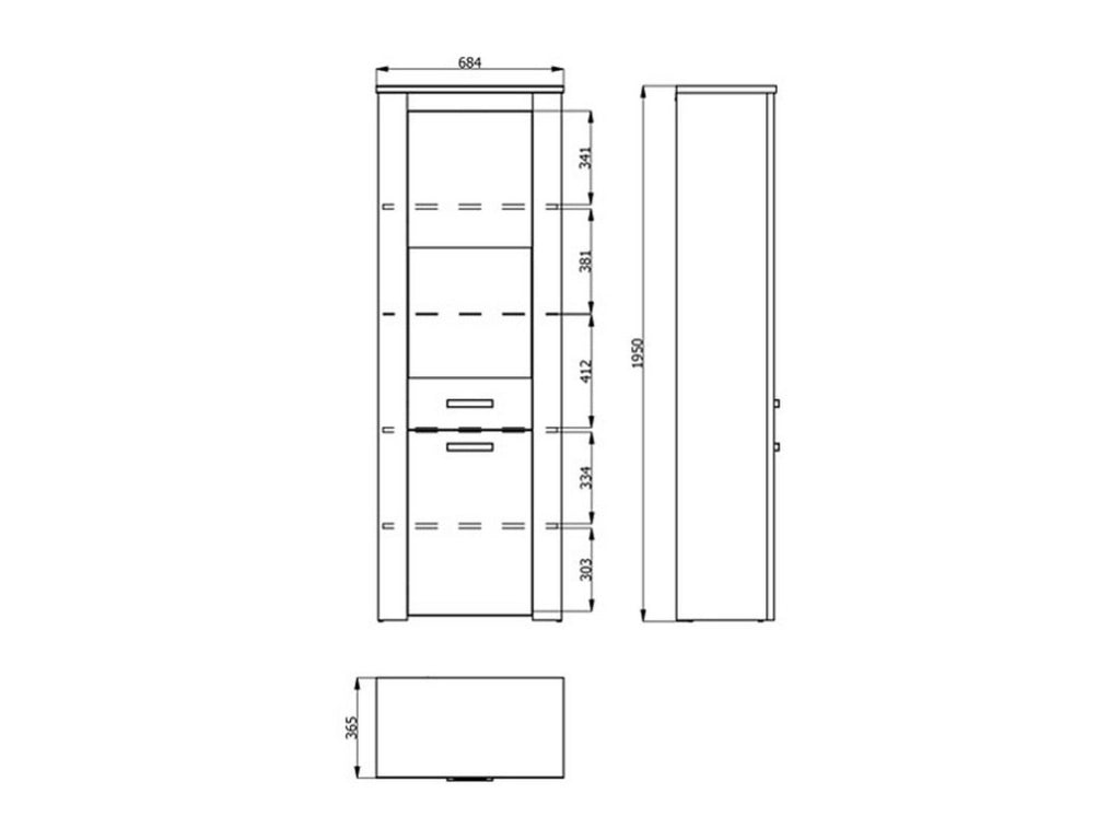 Mobile Espositore Sulbiate, Vetrina 4 Ripiani, 68.5x36.5x195h cm Bianco Larice